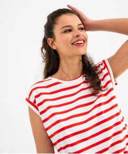 Tee-shirt rayé à manches ultra courtes femme[MISSING]
